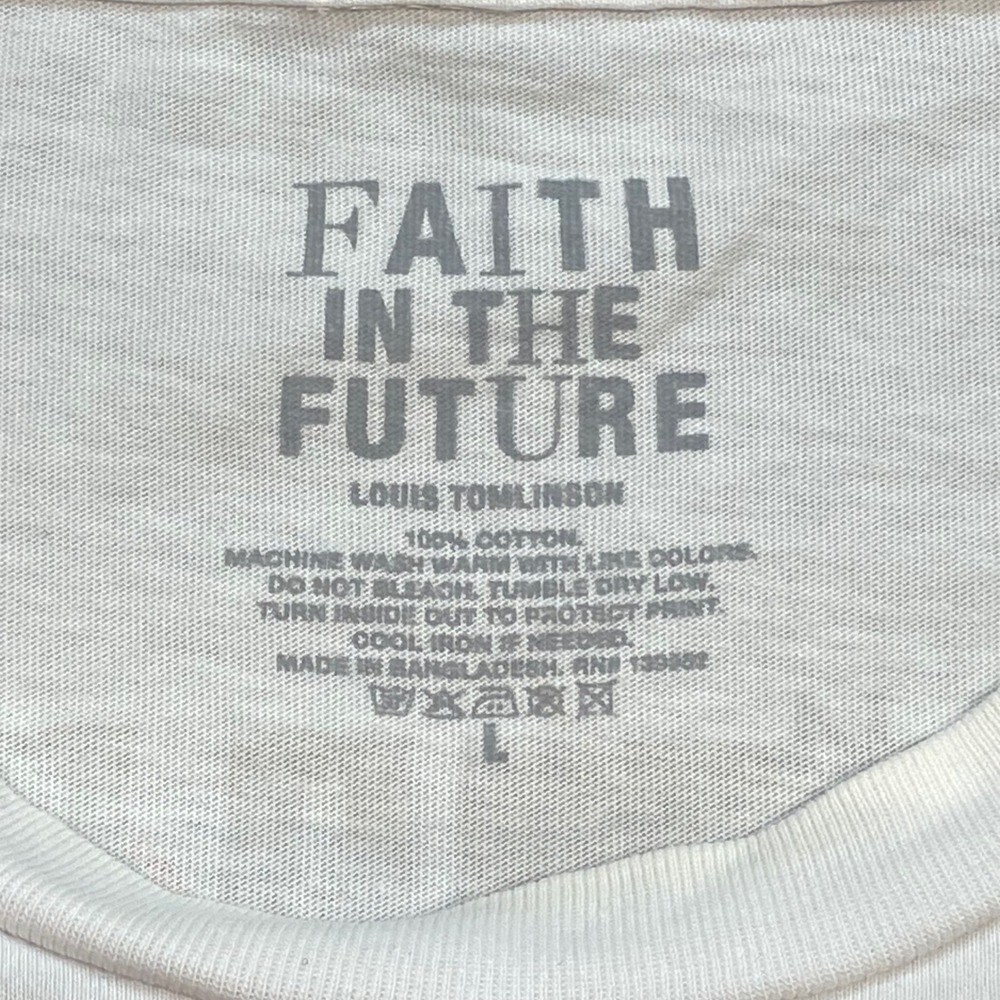 Louis Tomlinson Faith In The Future World Tour 2023 TShirt Sz L Mens White Band - Picture 5 of 10